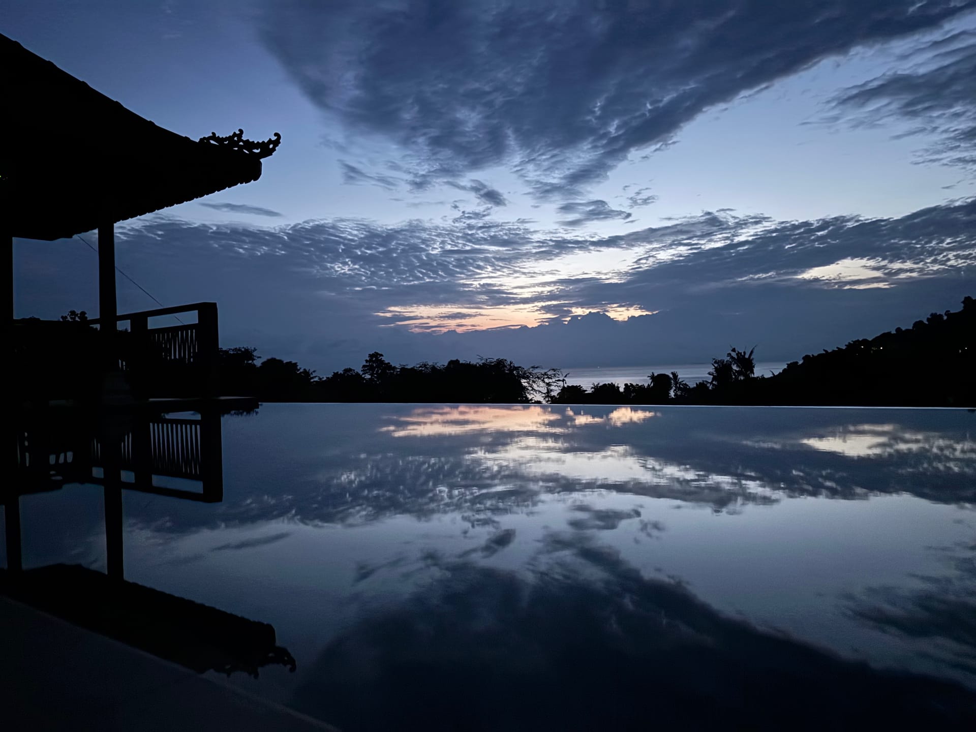Infinity pool at twilight